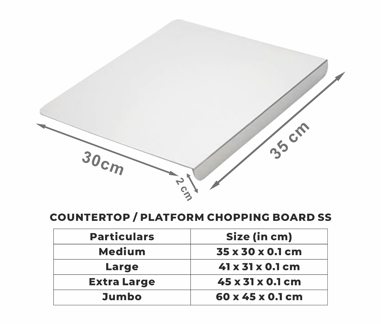 Stainless Steel Counter Chopping Board